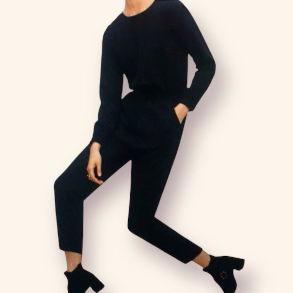 Aritzia Wilfred dark grey long sleeve “dessin” jumpsuit